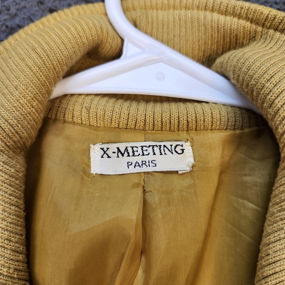 X-Meeting Paris Jacket Womens Medium Yellow Studded Zip Up Retro Style Pockets - Picture 4 of 11